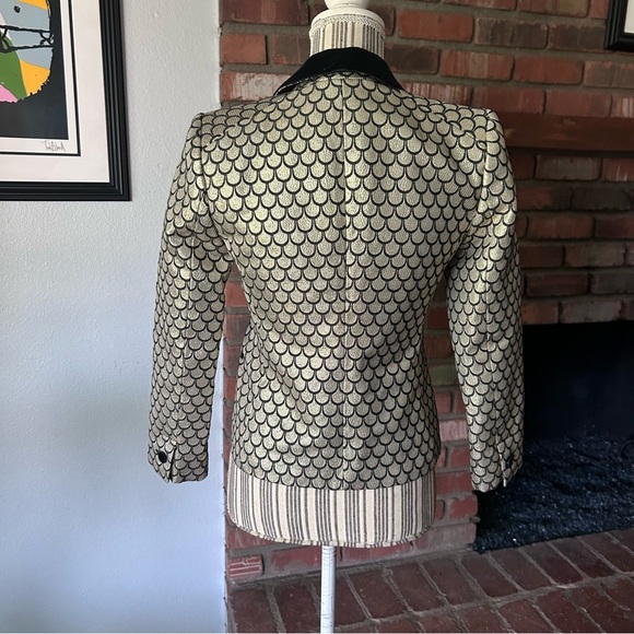 Juicy Coture Palladium Brocade Metallic Blazer in Gold Sz 0 - Picture 9 of 12
